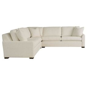 Anna Henequen Ivory Performance Fabric 3 Piece Modular Sectional with Pillows