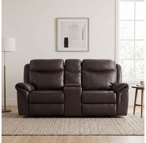Aram Dark Brown 80" Double Glider Reclining Console Loveseat