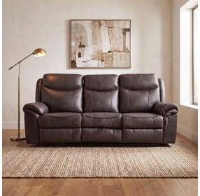 Aram Dark Brown 89" Double Reclining Sofa