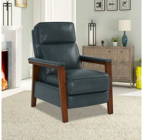 Ashland Roma Bluegray Leather Push Thru The Arms Recliner