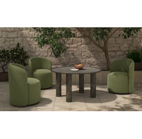 Sylvie Green Upholstered Outdoor Swivel Dining Chair