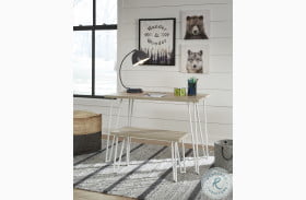 Blariden Brown And White Desk With Bench