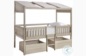 Wrenalyn Two Tone Twin Loft Bed With Box Storage and Ladder