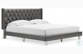 Vintasso Metallic Gray King Upholstered Platform Bed