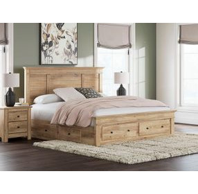 Allihauser Tan King Panel Bed with 4 Side Drawer Storage