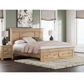 Allihauser Tan King Panel Bed with Storage Footboard