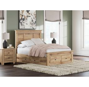 Allihauser Tan Full Panel Bed with Storage Footboard and 2 Side Drawer