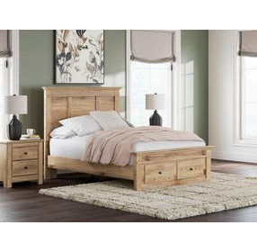 Allihauser Tan Full Panel Bed with Storage Footboard