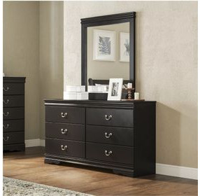 Huey Vineyard Black 6 Drawer Dresser and Rectangular Mirror
