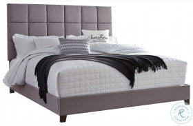 Contemporary King Gray Upholstered Panel Bed