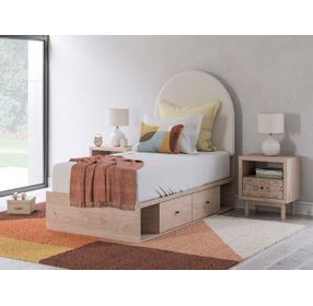 Birkmore Brown and White Twin Upholstered Panel Headboard