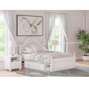 Trindura Light Gray Full Upholstered Storage Panel Bed with LED