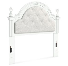 Trindura White and Gray Full Upholstered Panel Headboard with LED