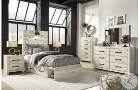 Cambeck Whitewash Youth Platform Bedroom Set with One Side Storage