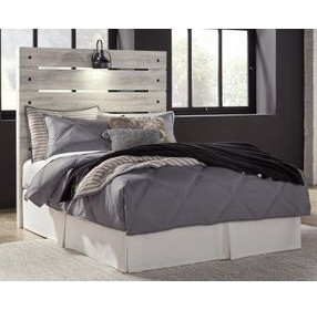 Cambeck Whitewash Full Panel Headboard with LED and USB Charging
