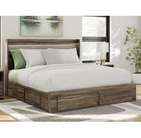 Jusika Brown King Storage Panel Bed with LED