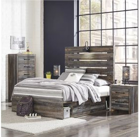 Drystan Full Panel Bed with Dual Side Storage Drawers