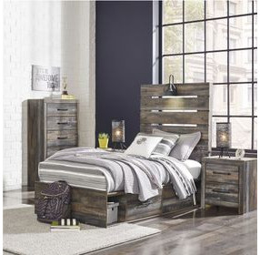 Drystan Twin Panel Bed with Side Storage Drawers