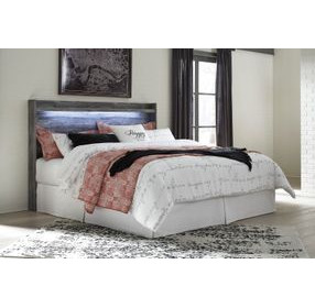 Baystorm Gray King Storage Panel Headboard with LED