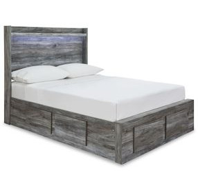 Baystorm Gray Youth Storage Panel Bedroom Set with 4 Drawers and LED