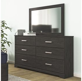 Belachime Charcoal 6 Drawer Dresser and Rectangular Mirror