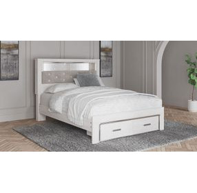 Altyra White Queen Bookcase Storage Bed