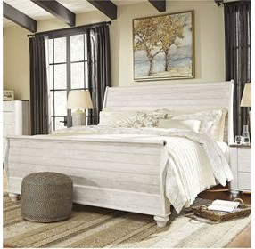 Willowton Whitewash King Sleigh Bed With Horizontal Planks