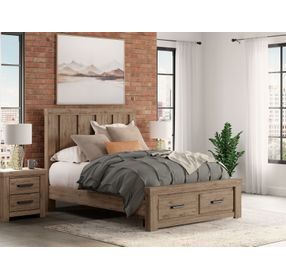 Contoura Light Brown Queen Storage Panel Bed