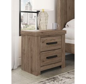 Contoura Light Brown 2 Drawer Nightstand with USB Charging