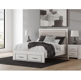 Ravalori Matte White and Gray Queen Upholstered Panel Headboard