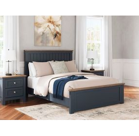 Landocken Dark Slate Blue and Light Brown Queen Panel Headboard