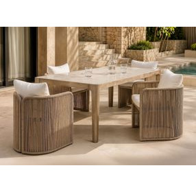 Trellis White Upholstered Outdoor Arm Chair