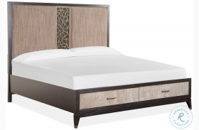 Ryker Nocturne Black and Coventry Grey Cal. King Upholstered Panel Storage Bed