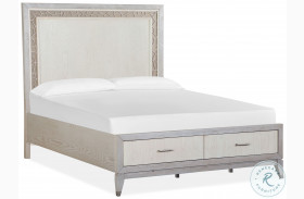 Lenox Warm Silver and Acadia White Queen Panel Storage Bed