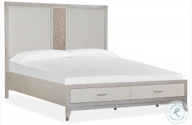Lenox Warm Silver and Acadia White King Upholstered Panel Storage Bed