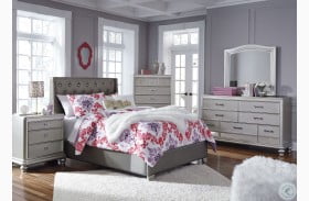 Coralayne Gray Textured Upholstered Youth Panel Bedroom Set