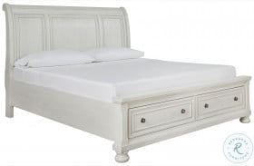 Robbinsdale Antique White Queen Sleigh Storage Bed