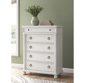 Greddinton Antique White 5 Drawer Chest