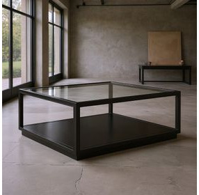 Glaze Onyx Square Glass Top Cocktail Table
