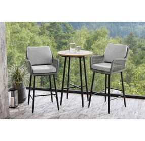 Orlando Gray Upholstered Outdoor Bar Stool Set of 2