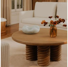 Treccia Oak Round Occasional Table Set