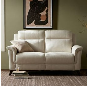 Kester Laurel Cream Leather 63" Power Reclining Loveseat with Power Headrest and USB Charging