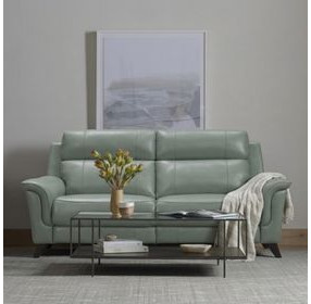 Kester Lorenzo Mint Leather 63" Power Reclining Loveseat with Power Headrest and USB Charging