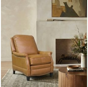 Ashebrooke Shoreham Ponytail Leather Push Thru The Arms Recliner with Nailhead Trim