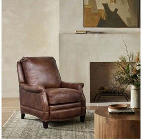 Ashebrooke Wenlock Tawny Leather Push Thru The Arms Recliner with Nailhead Trim