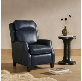 Nixon Shoreham Blue Leather Push Thru The Arms Recliner