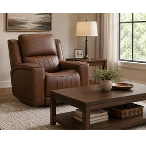 Pierce Homerun Cinnamon Leather Zero Gravity Power Recliner with Power Lumbar and USB Charging