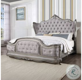 Ariadne Velvet and Antique Platinum Queen Upholstered Bed