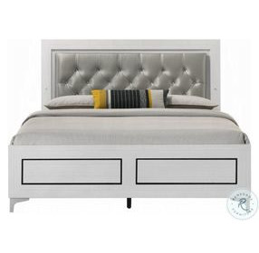 Casilda Gray Synthetic Leather and White Upholstered Bedroom Set