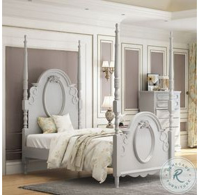 Flora Gray Twin Poster Bed